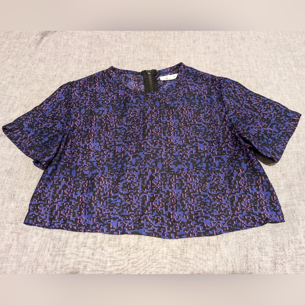 silence + noise Urban Outfitters Zippered Crop Top Black Purple Pink Size XS